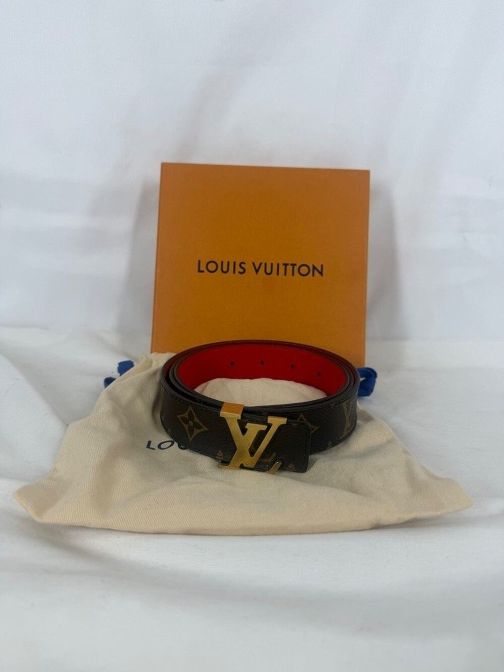 Louis Vuitton Monogram / Red Reversible Women's Belt M0322 95/38 SPB-SH 369881